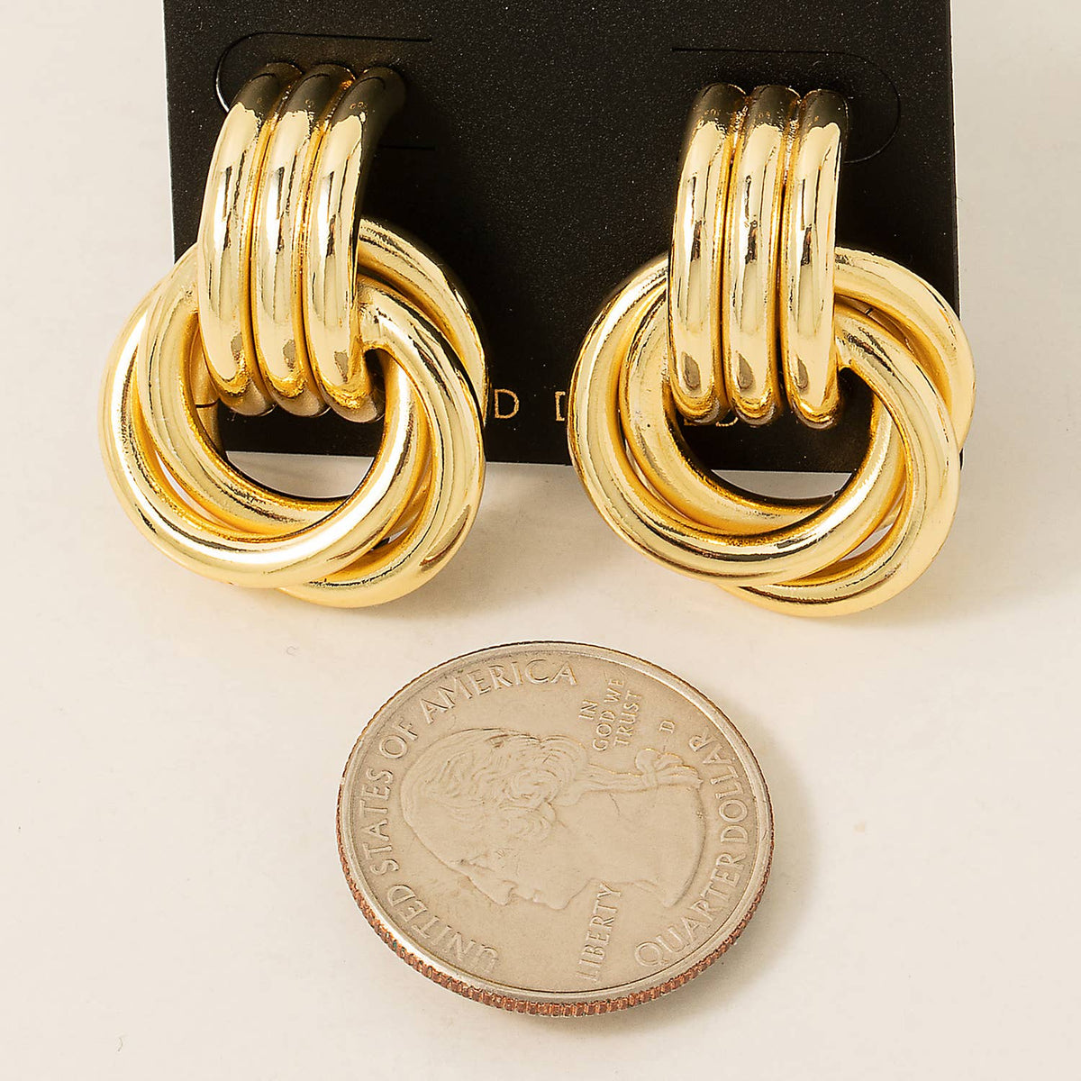 Gold Interlinked Hoop Drop Earrings