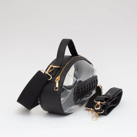 Football Shaped Transparent Crossbody Bag White