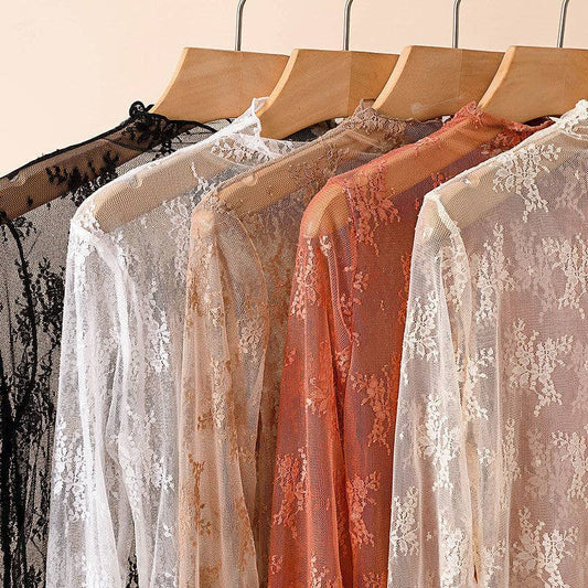 Long Sleeve Floral Lace Mesh Top *Multiple Colors*