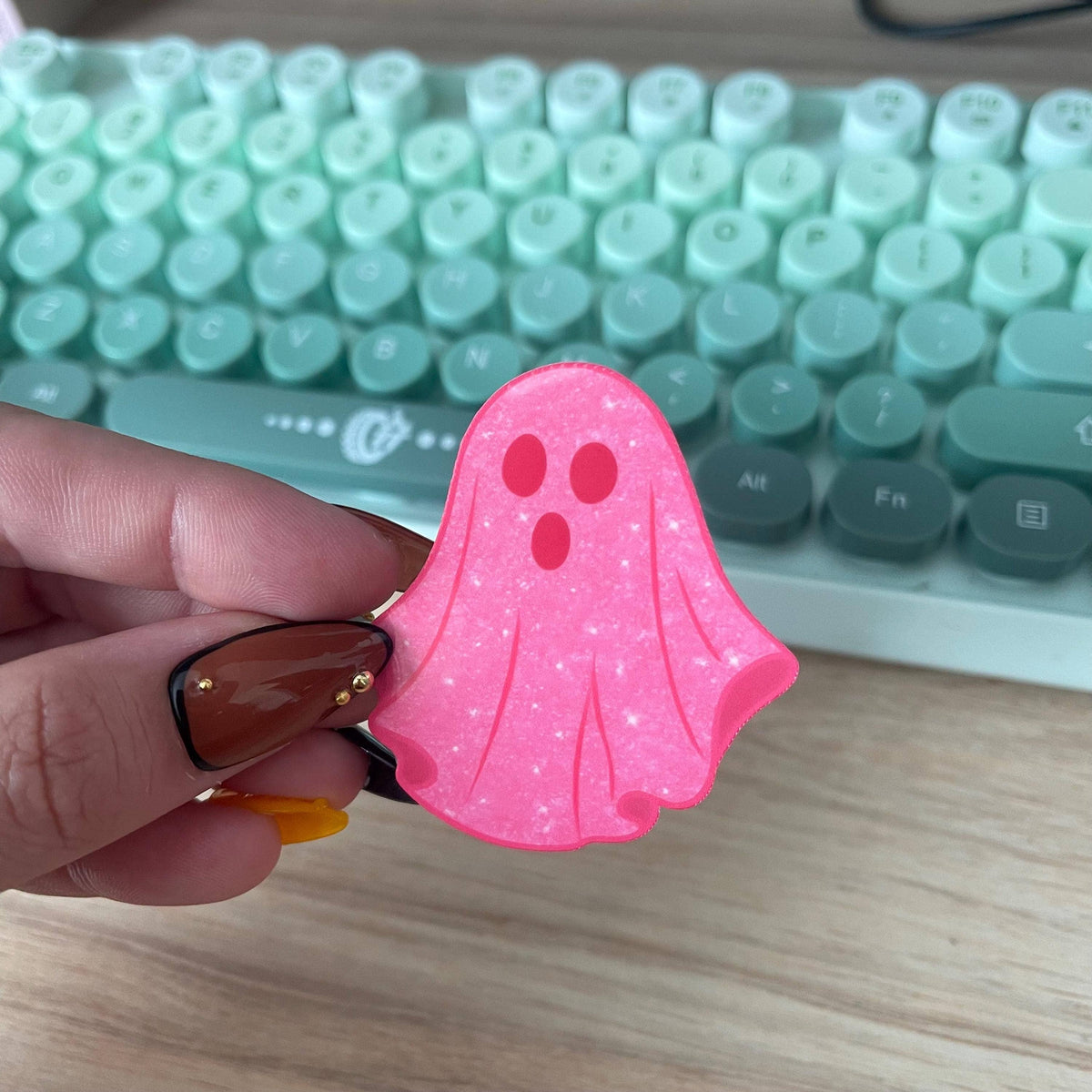 Pink Glitter Ghost Vinyl Sticker