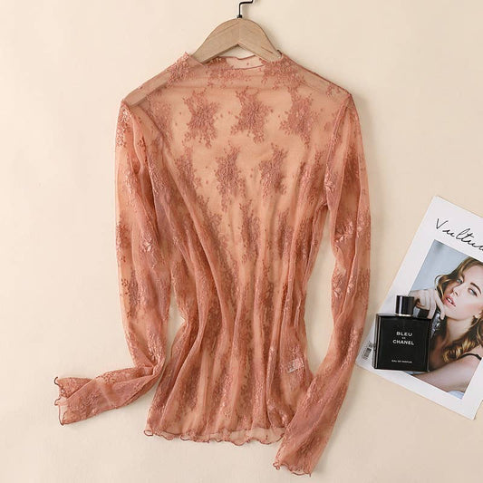 Long Sleeve Floral Lace Mesh Top *Multiple Colors*
