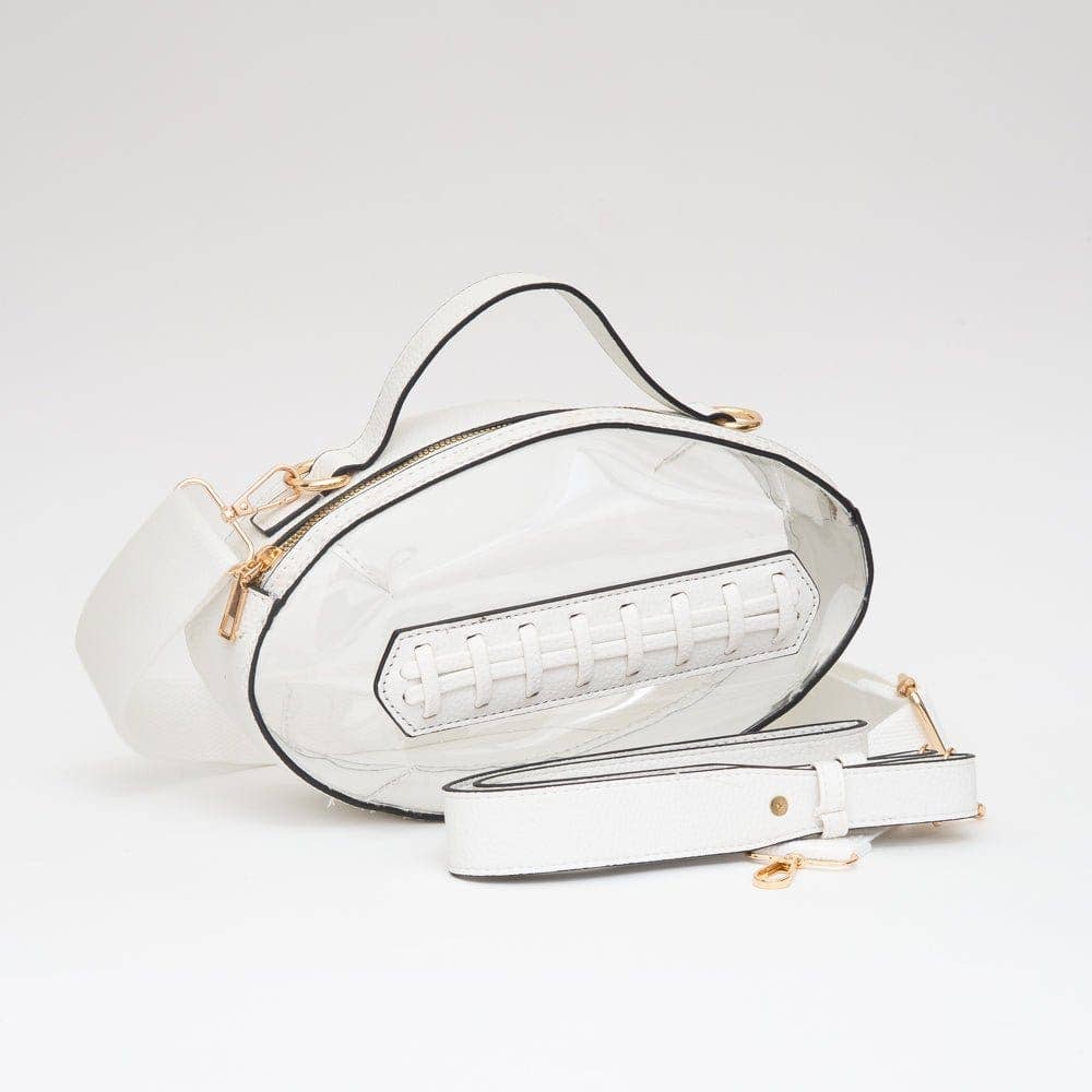 Football Shaped Transparent Crossbody Bag White