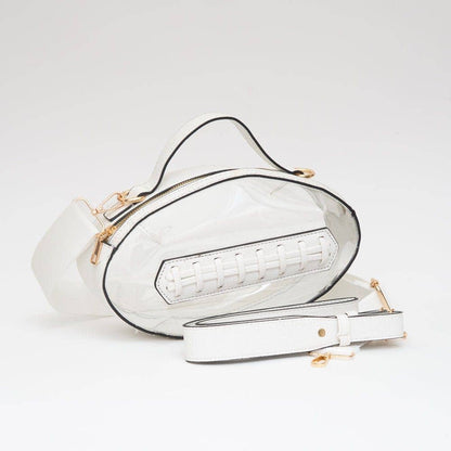 Football Shaped Transparent Crossbody Bag White
