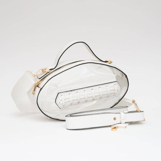 Football Shaped Transparent Crossbody Bag White