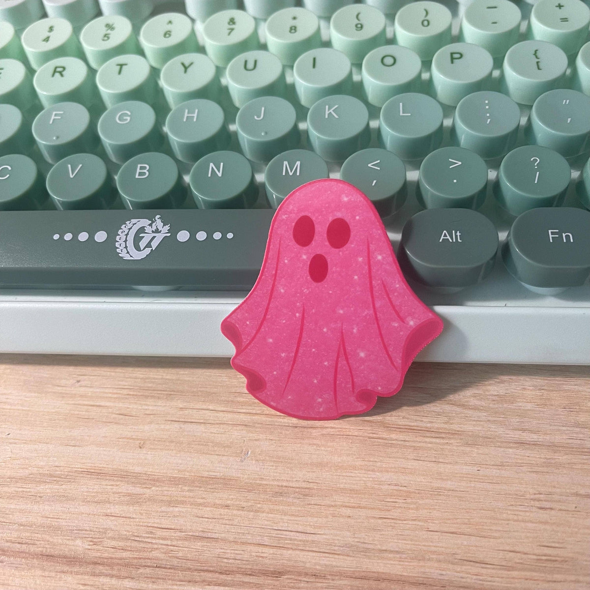 Pink Glitter Ghost Vinyl Sticker