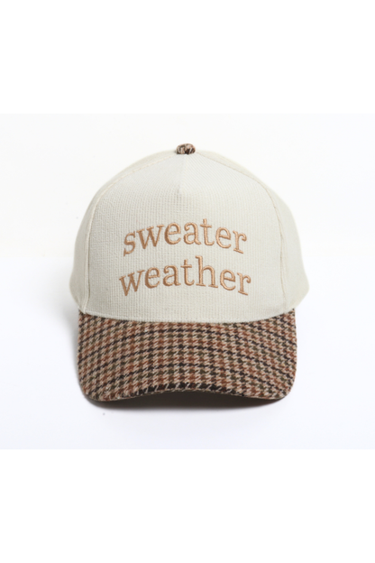 Sweater Weather Embroidered Corduroy Plaid Hat *PREORDER*