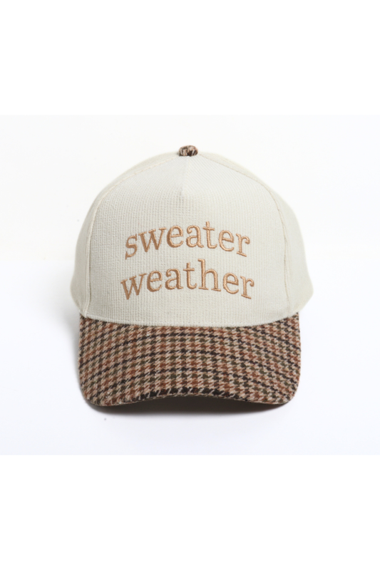Sweater Weather Embroidered Corduroy Plaid Hat *PREORDER*