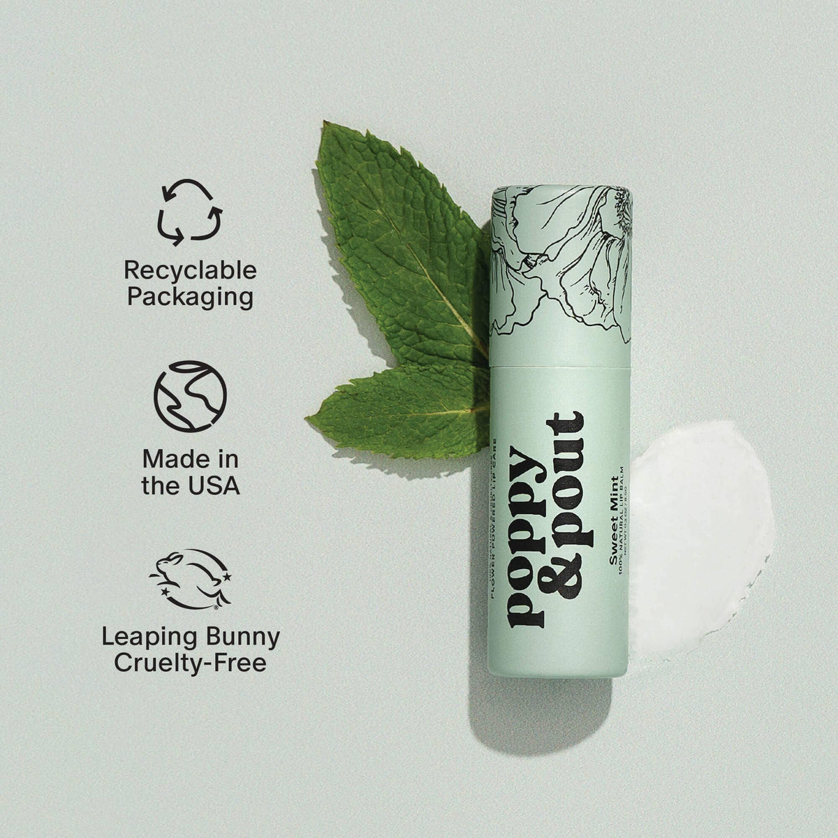 Poppy&Pout Lip Balm - Sweet Mint