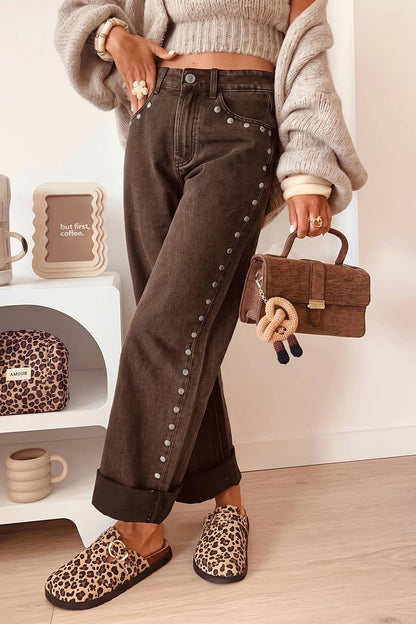 Studded Ankle Jeans Espresso