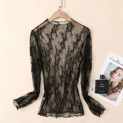 Long Sleeve Floral Lace Mesh Top *Multiple Colors*