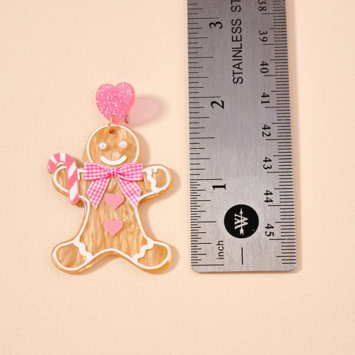 Acrylic Pink Gingerbread Cookie Drop Earrings