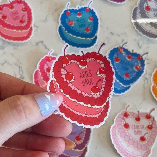 Aries Baby Cake Zodiac Vinyl Sticker