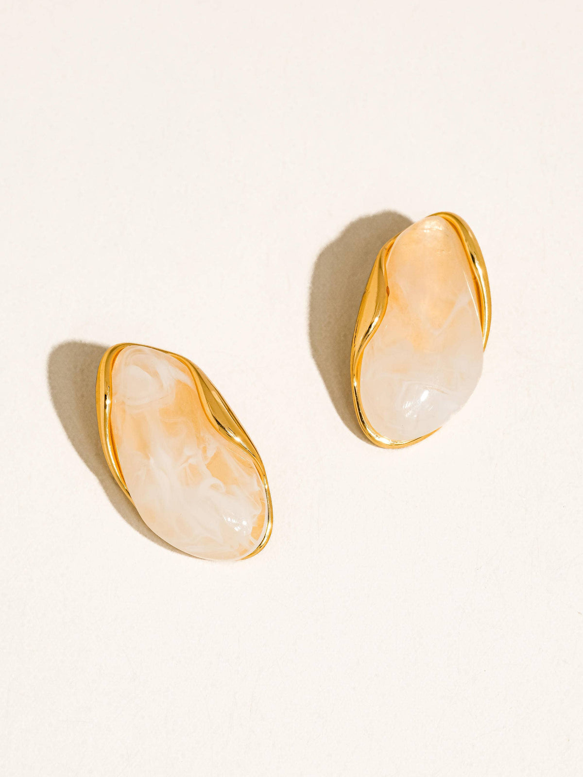 Maélie Gold White Resin Drop Earrings