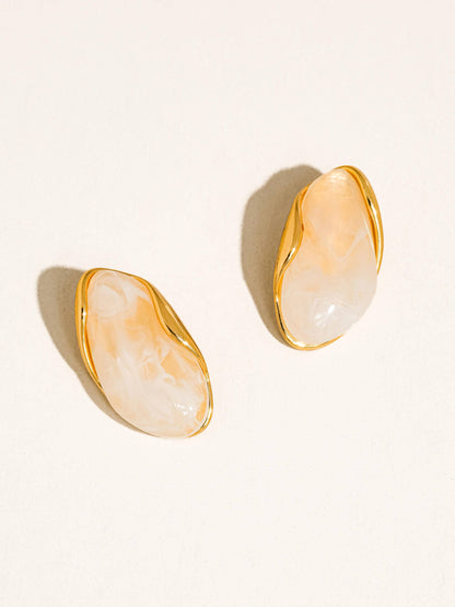 Maélie Gold White Resin Drop Earrings