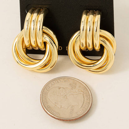 Gold Interlinked Hoop Drop Earrings
