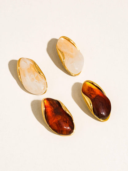 Maélie Gold White Resin Drop Earrings