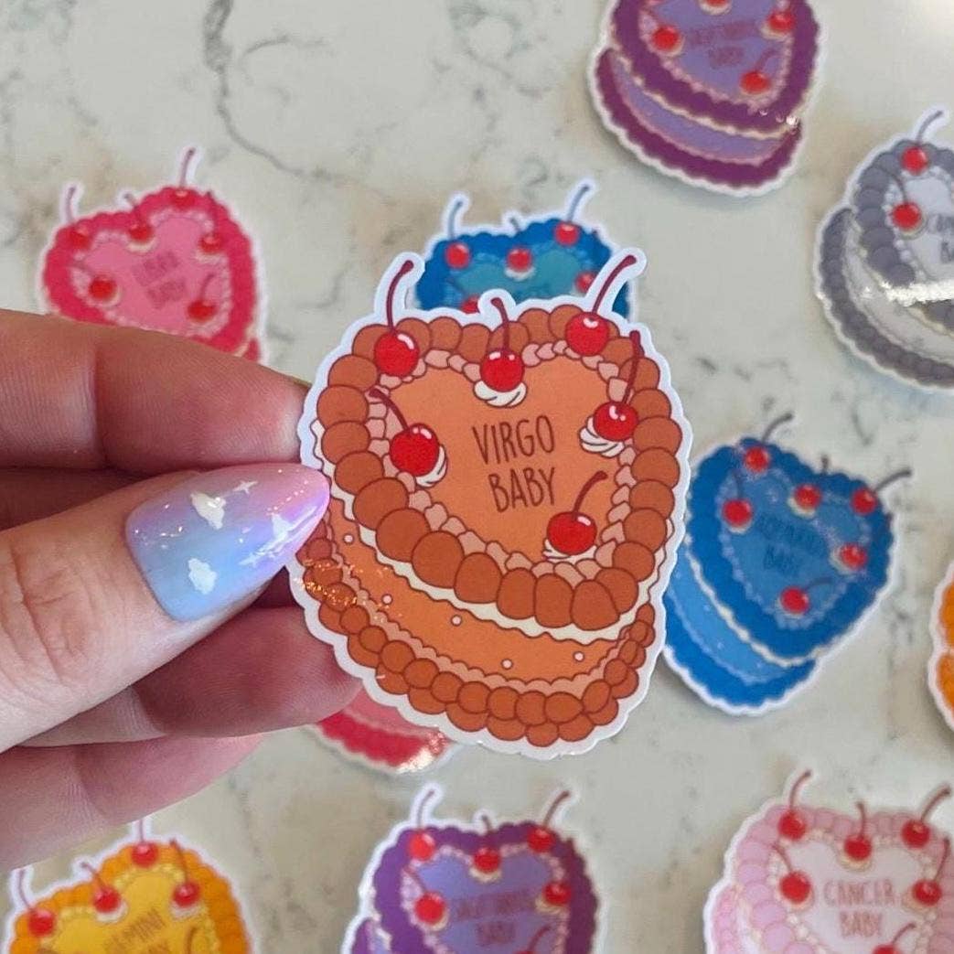 Virgo Baby Cake Zodiac Vinyl Sticker | Astrology