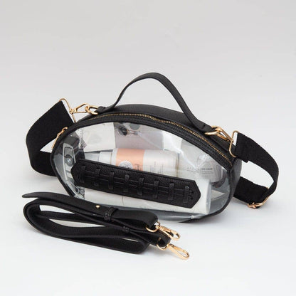 Football Shaped Transparent Crossbody Bag White