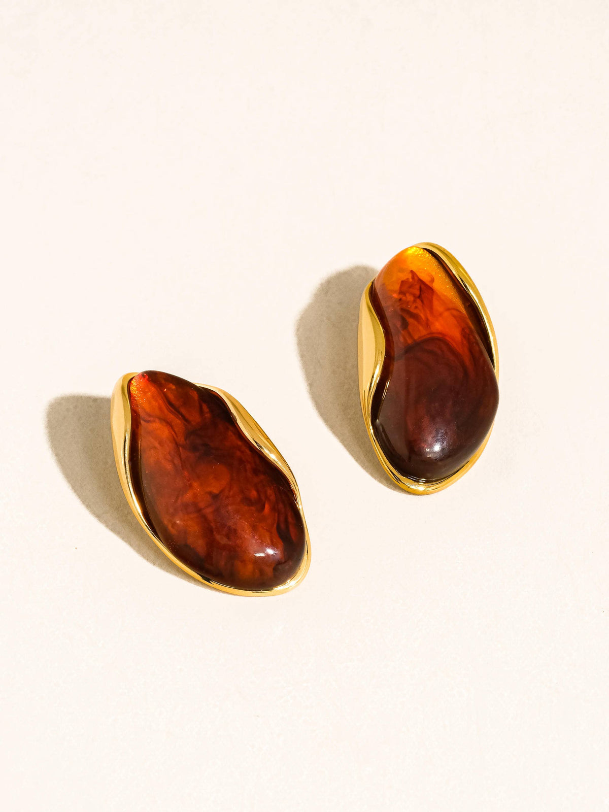 Maélie Gold Brown Resin Drop Earrings