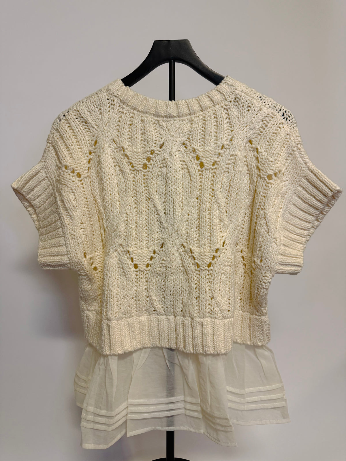 Cream Knitted Ruffle Sweater