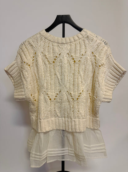 Cream Knitted Ruffle Sweater