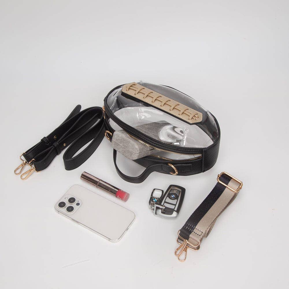 Football Shaped Transparent Crossbody Bag White