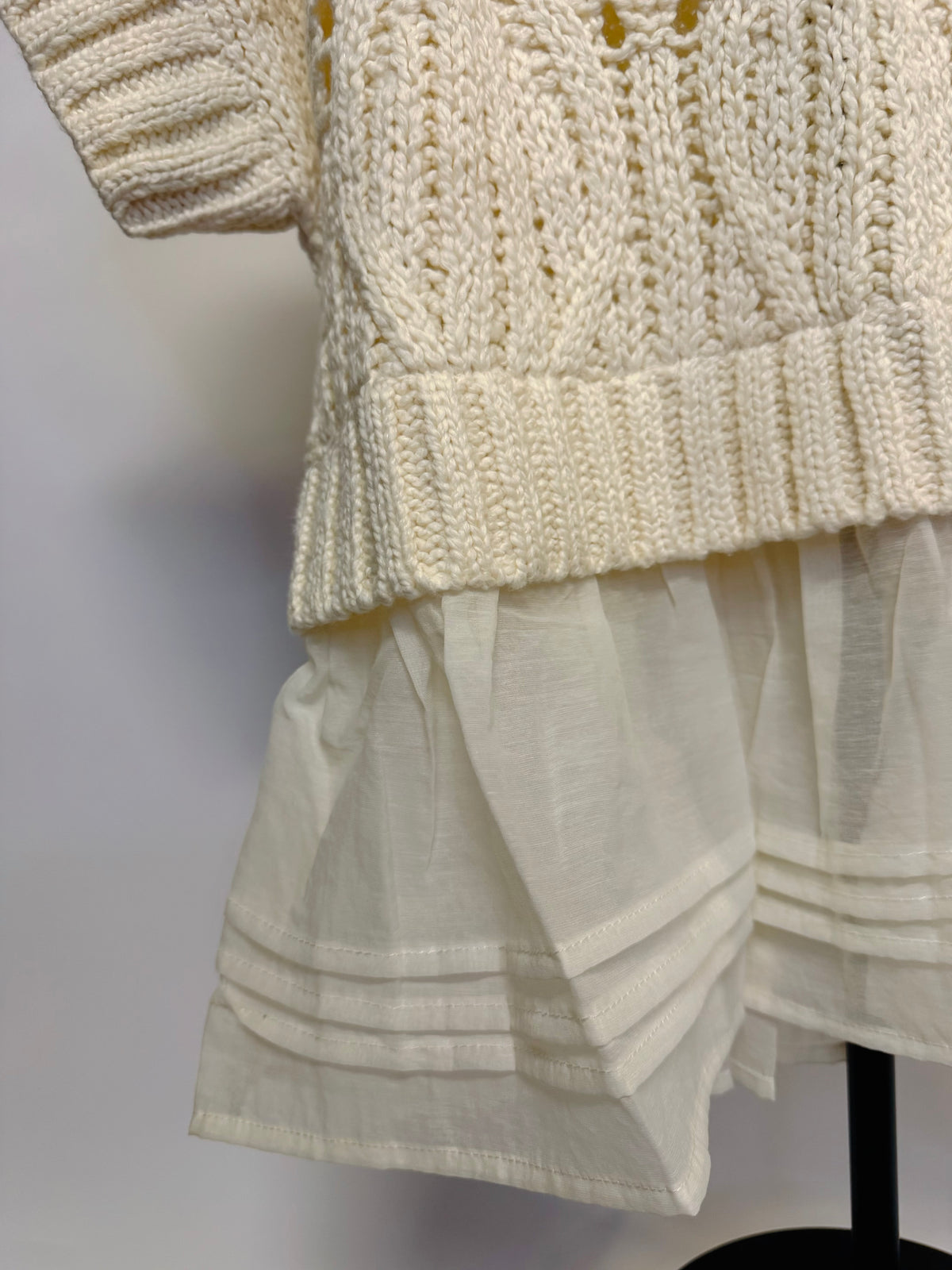 Cream Knitted Ruffle Sweater
