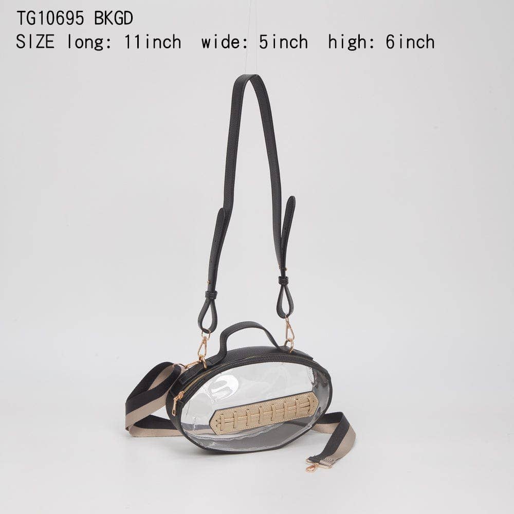 Football Shaped Transparent Crossbody Bag White