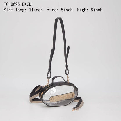 Football Shaped Transparent Crossbody Bag White