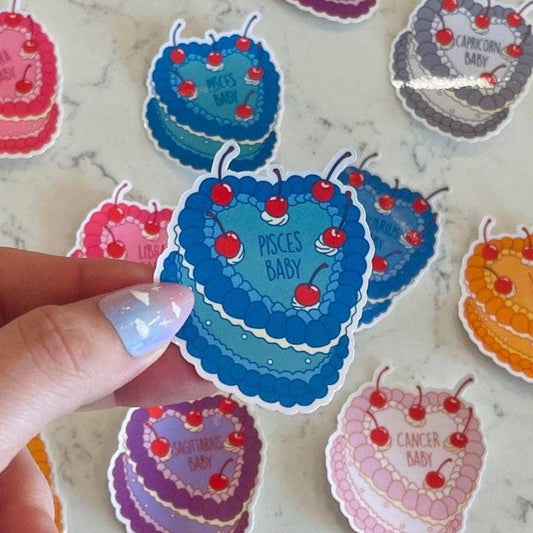 Pisces Baby Cake Zodiac Vinyl Sticker