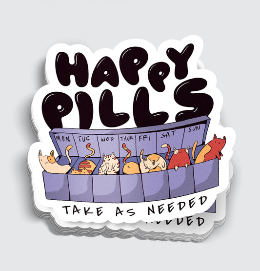 Happy Pills Cat Sticker